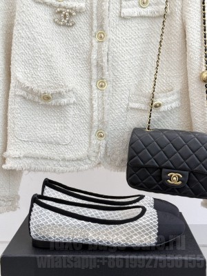 Chanel Mesh With Rhinestones CC Ballet Flat 2025 Black