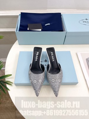 Prada Pointed Toe Varnished heel 35mm lizard Calfskin Mule