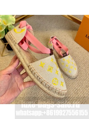 Louis Vuitton Starboard Monogram Canvas Espadrilles with Ankle Laces Pink 2021 Collection