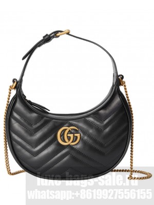 Gucci GG Marmont Half-moon-shaped Mini Bag Black