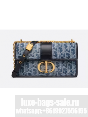 DIOR 30 Montaigne East-West Bag with Chain Blue Denim Dior Oblique Jacquard M9334UDC