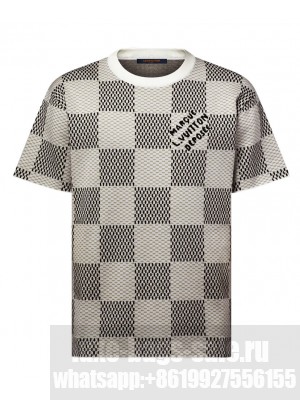 Louis Vuitton Women's Damier Jacquard Short-Sleeved Crewneck Black