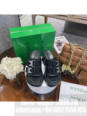 Bottega Veneta Flash Padded Fabric 8cm Mule with Buckle Black 2022 Collection