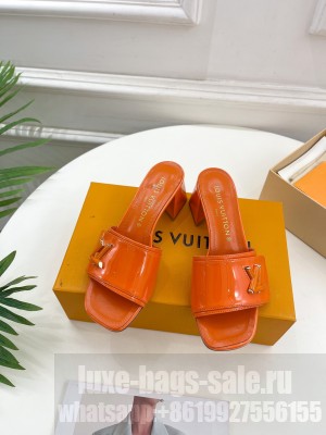 Louis Vuitton Shake Slide Sandals 5.5cm in Orange Patent Leather with LV Twist 2023 015