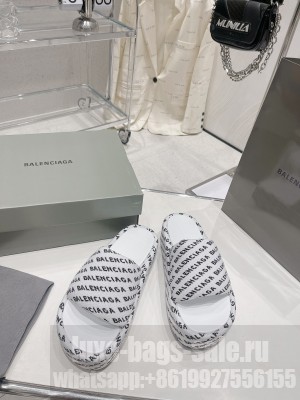 Balenciaga Unisex Logo Platform Slide Sandals 5cm 2023 03