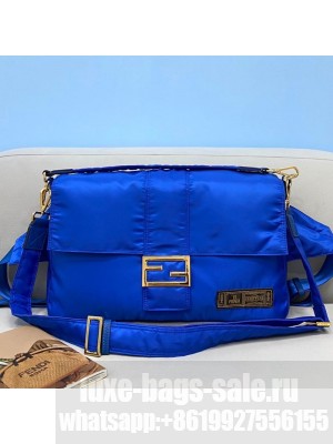 Fendi Men's Baguette Nylon Large Bag Blue  2021 Collection