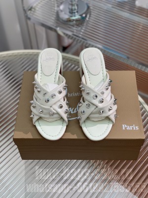 Christian Louboutin Miss Spika Club 55 mm Sandals Nappa leather and Spikes Studio White