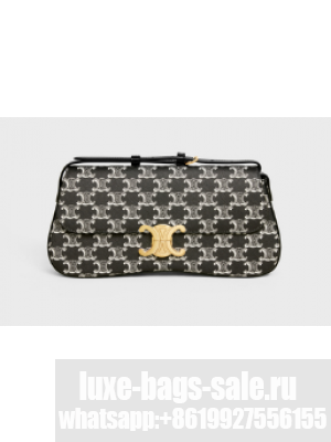 CELINE MEDIUM CELINE LOLA BAG IN TRIOMPHE CANVAS TWO-TONE 115532 BLACK