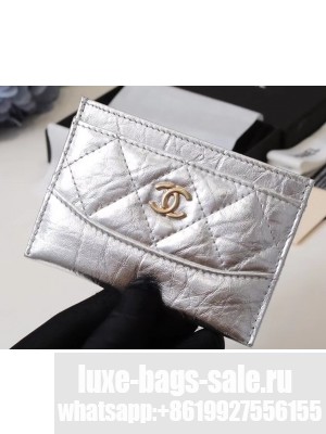 Chanel Aged Calfskin Gabrielle Card Holder A84386 Silver