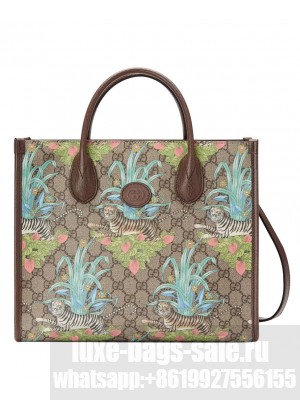 Gucci Tiger GG Small Tote Bag 659983 Green
