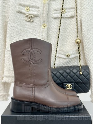 Chanel Women's 3cm Calfskin Rider Ankle Boots Coffee 2024 
