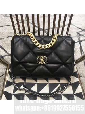 Chanel Quilted Goatskin 19 Large Flap Bag AS1161 Black 2019 Collection