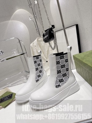 Gucci GG Supreme ankle boots white