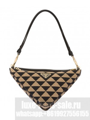 Prada Symbole Leather And Fabric Mini Bag 1BC176 Apricot