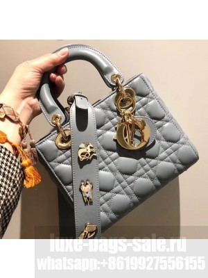 Lady Dior My ABCDior Bag in Cannage with Badges Baby Blue 2019