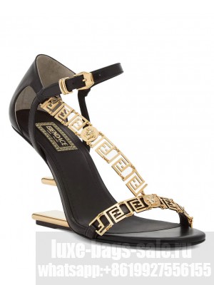 Fendi Women's Fendace Leather High-Heeled Sandals Black