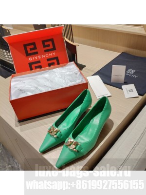 GIVENCHY PUMPS IN LEATHER WITH METALLIC DETAILS 2022 COLLECTION,GREEN