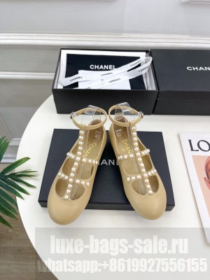 Chanel Goatskin & Imitation Pearls G45752 Beige