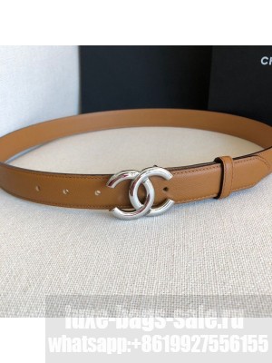 Chanel Reversible Calfskin Belt 30mm with CC Buckle Brown Collection