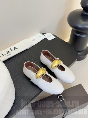 Alaïa JEWEL BALLET FLATS IN LAMBSKIN WHITE