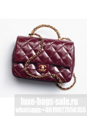 CHANEL 24B MINI FLAP BAG WITH TOP HANDLE AS5043 Burgundy