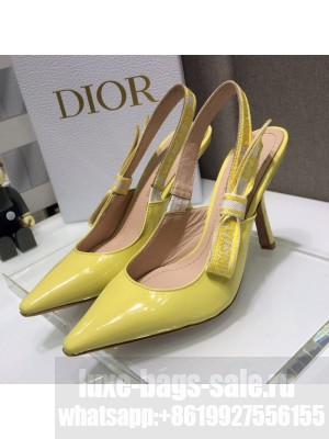 Dior J'Adior Slingback Pumps 9.5cm in Yellow Patent Calfskin Spring/Summer 2021 Collection