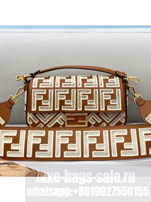 Fendi Baguette Medium Bag with FF embroidery Brown  2021 Collection
