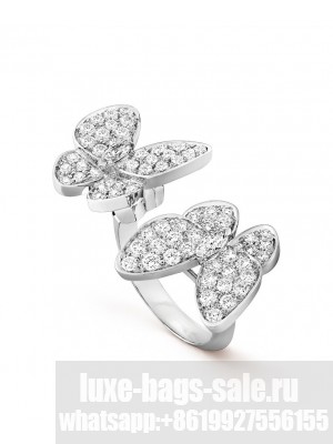 Van Cleef & Arpels Women's Two Butterfly Between The Finger Ring Silver