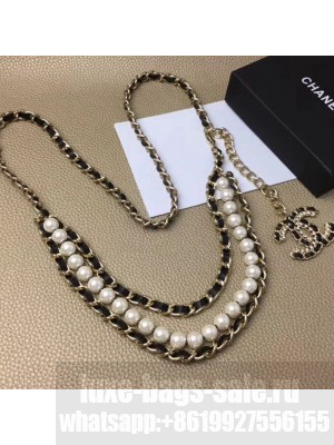 Chanel Leather Pearl Chain Belt 2019 Collection