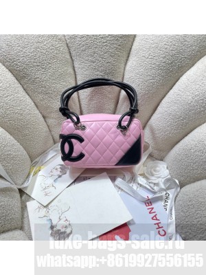Chanel Sheepskin TOP HANDLE BAG AS8012 pink&black
