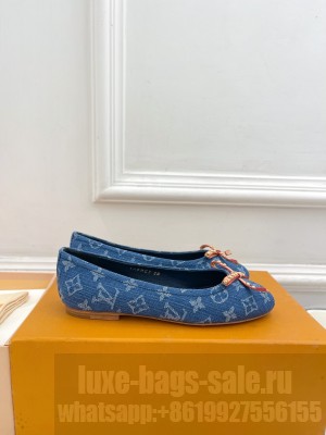 Louis Vuitton 1ACK97 New LV Remix Nina Flat Ballerina Monogram denim Blue