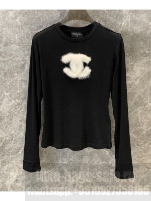 Chanel Women's Slim Fit Bottoming Shirt Black