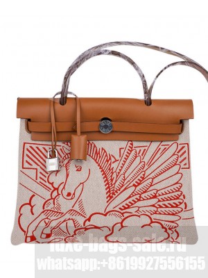 Hermes Herbag Zip Pegase Pop PM 31 Capucine Bag Coffee