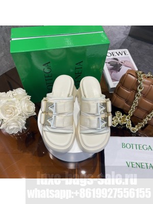 Bottega Veneta Flash Padded Fabric 8cm Mule with Buckle White 2022 Collection