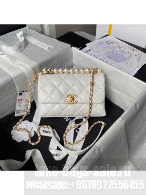 Chanel MINI FLAP BAG WITH TOP HANDLE AS5001 white