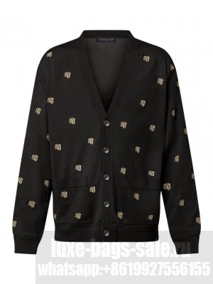 Louis Vuitton Women's Embroidered Wool Cardigan Black