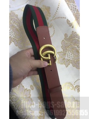 Gucci Web Belt with Double G Buckle 409416 4cm Width Gold Hardware
