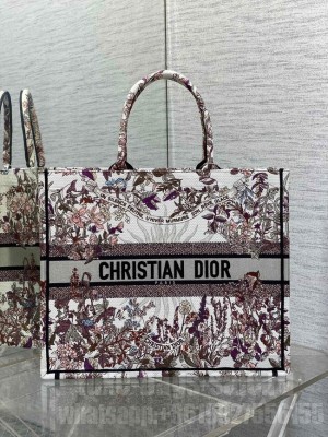 Large Dior Book Tote Ecru Multicolor Dior 4 Saisons Hiver Soleil Embroidery M1286ZE