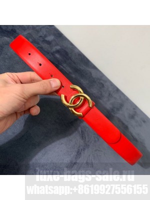 Chanel Reversible Calfskin Belt 30mm with CC Buckle Bright Red Collection