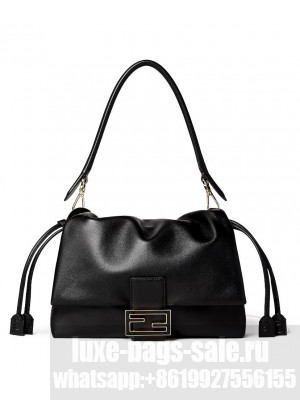 Fendi Mamma Baguette Medium Nappa Leather Bag 8BR833 Black