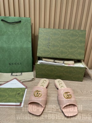 Gucci GG Lambskin Leather ‎Slide Sandals 2022 Collection,Pink