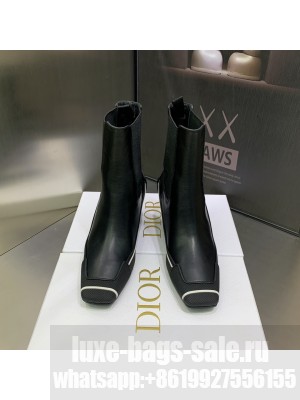 CHRISTIAN DIOR D-MOTION HEELED ANKLE BOOT Black Supple Calfskin and Rubber