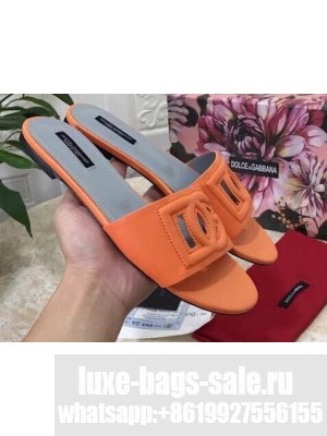 Dolce & Gabbana Calfskin Flat Sliders Orange With DG Millennials Logo 2021