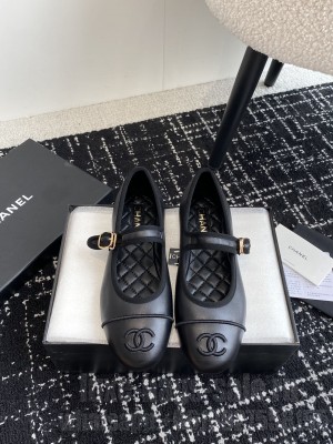 Chanel Lambskin Mary Janes Flat Ballet G45503 Black 2024