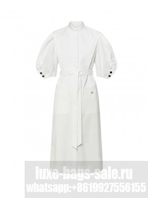 Louis Vuitton Women's Puff-Sleeve Shirt Dress White