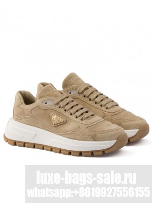 Prada Unisex Prax 01 Suede Sneakers Coffee