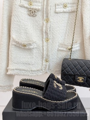 Chanel Thick-soled Chain CC Slide Mule Black 2025 