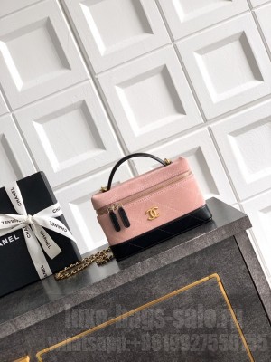 CHANEL Vanity with Chain AP5186 black&pink