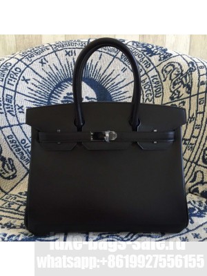 hermes so black birkin 30/35 bag in box leather