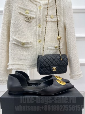 Chanel pointed toe Flat sandlas Black 2023 Collection